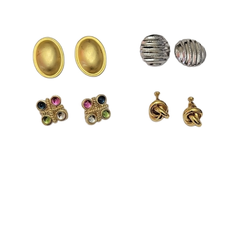 Vintage Women's Costume Earrings Lot Of 4-Clip On